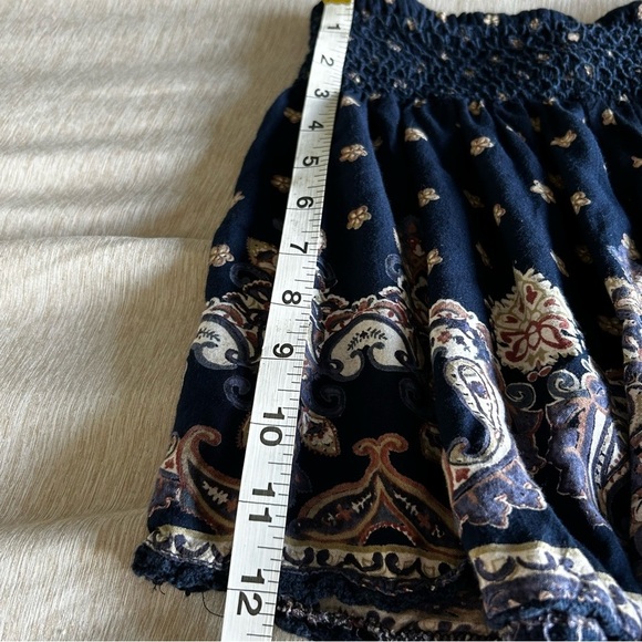 Angie Bohemian Style Navy Blue Floral Flowy Women's Shorts - Picture 4 of 6